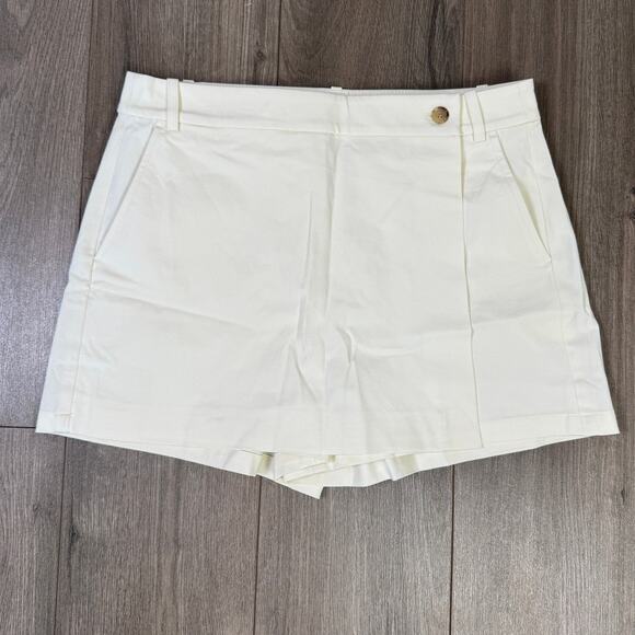 J.Crew Wrap-front Skort Womens 8 Ivory Bi-stretch Cotton Blend Side Zip Pockets - Picture 4 of 10